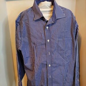 KENNETH COLE Men’s  Blue Plaid Regular Fit Button Down Long Sleeve Shirt …
